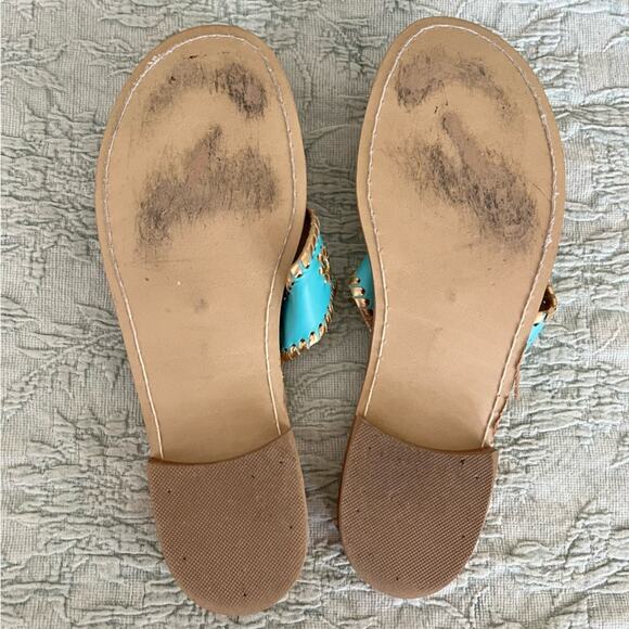 Jack Rodgers Nantucket Sandal Turquoise Gold Women’s Size 11 - Picture 4 of 7